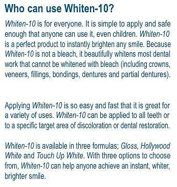 Whiten-10 Hollywood White Tooth Whitening Gel Pen for Artificial Teeth