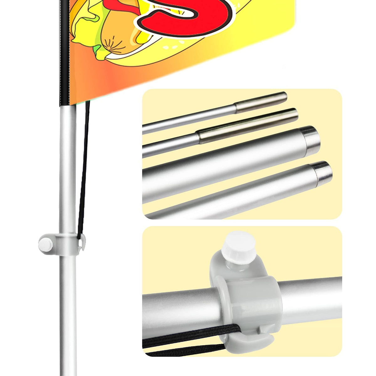 11FT Windless Hot Dog Feather Flag with Flagpole Ground Stake & Bag - Outdoor Promotional Banner