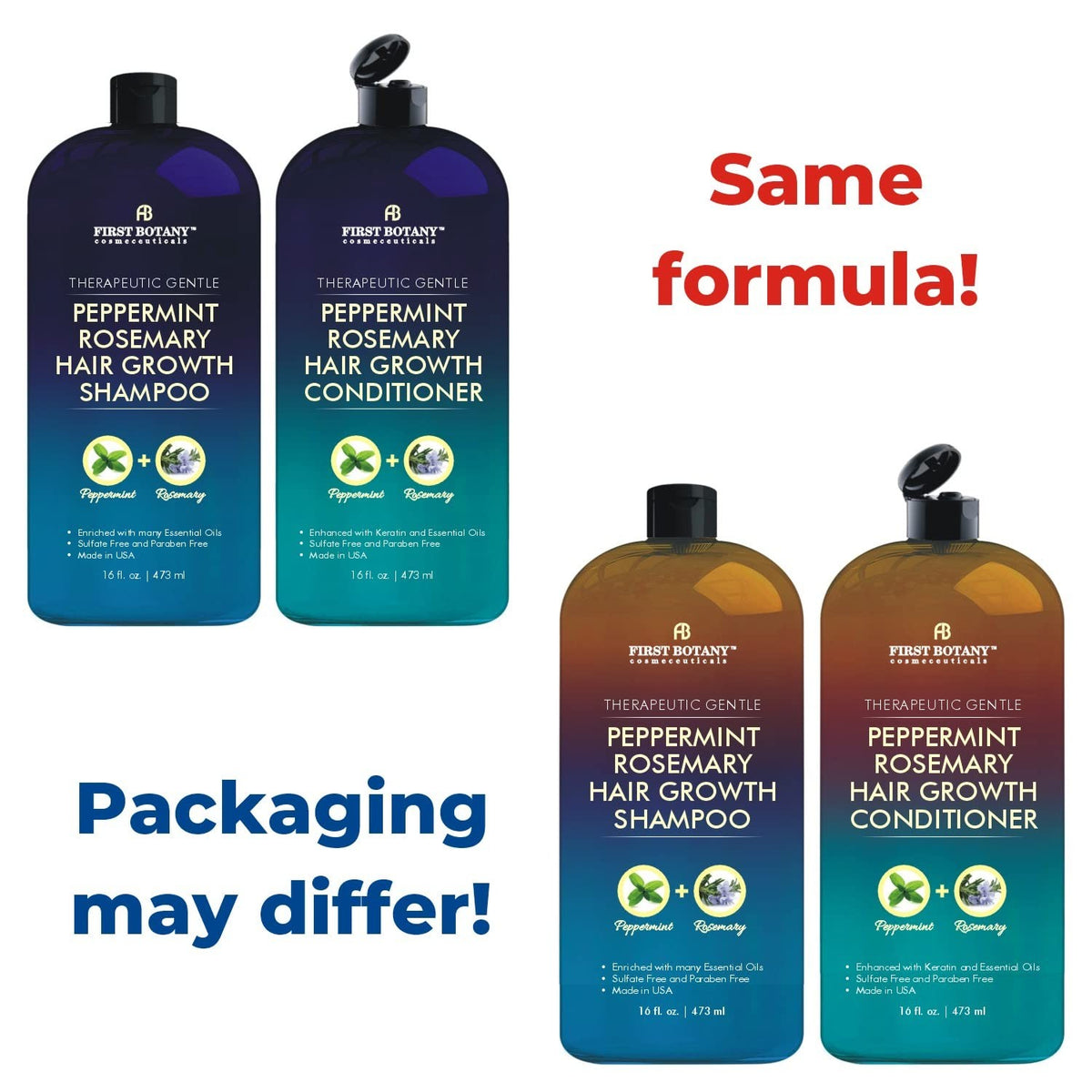 Peppermint Rosemary Hair Regrowth Shampoo & Conditioner Natural Treatment