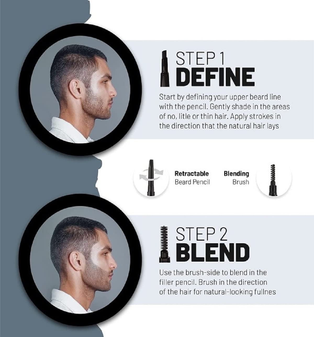 Men's Instant Beard Filler Pen Kit for Full Natural-Looking Beards - Dark Brown, Set of 4