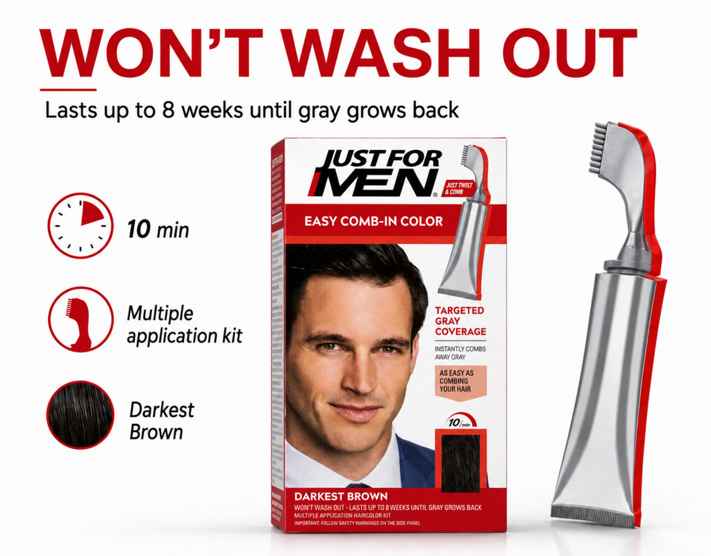 Darkest Brown Hair Color Kit for Men - Autostop No-Drip Formula, 2 Pack