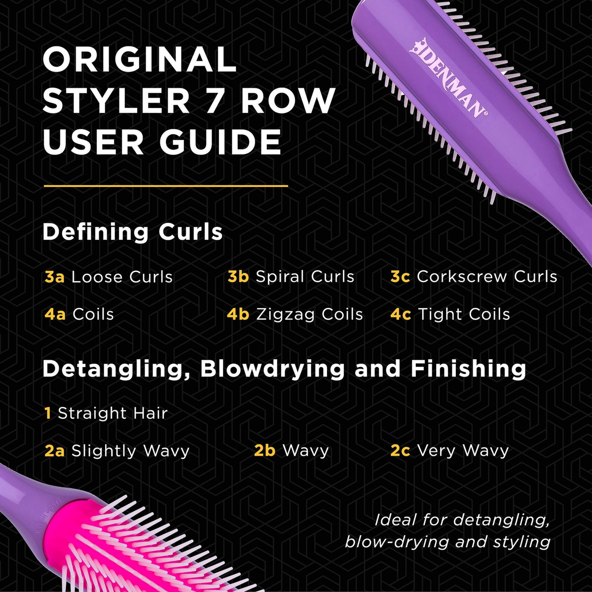 Denman D3 7-Row Curly Hair Brush for Styling & Defining Curls