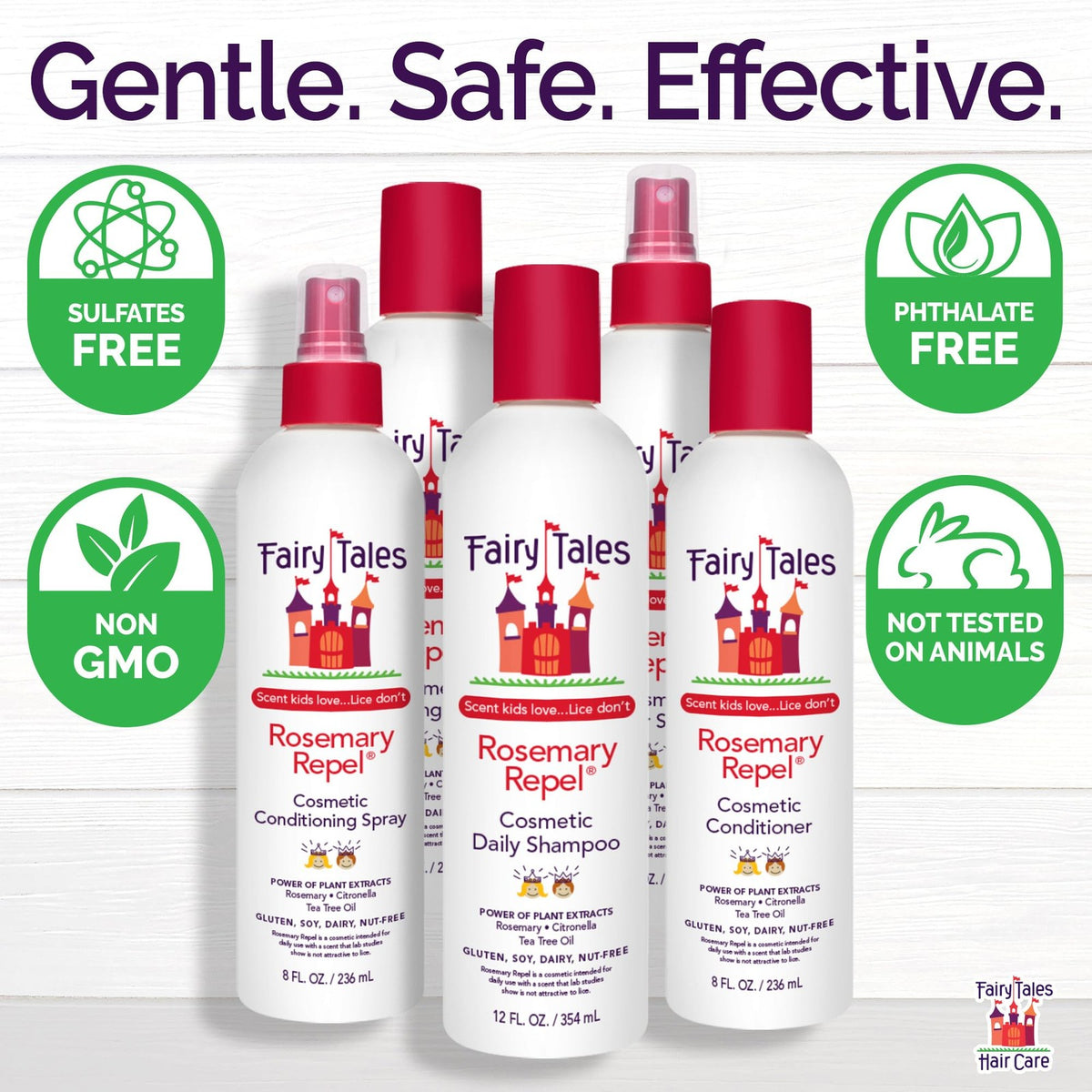 Kids Lice Prevention Shampoo Conditioner & Spray Set - Natural Repellent Trio