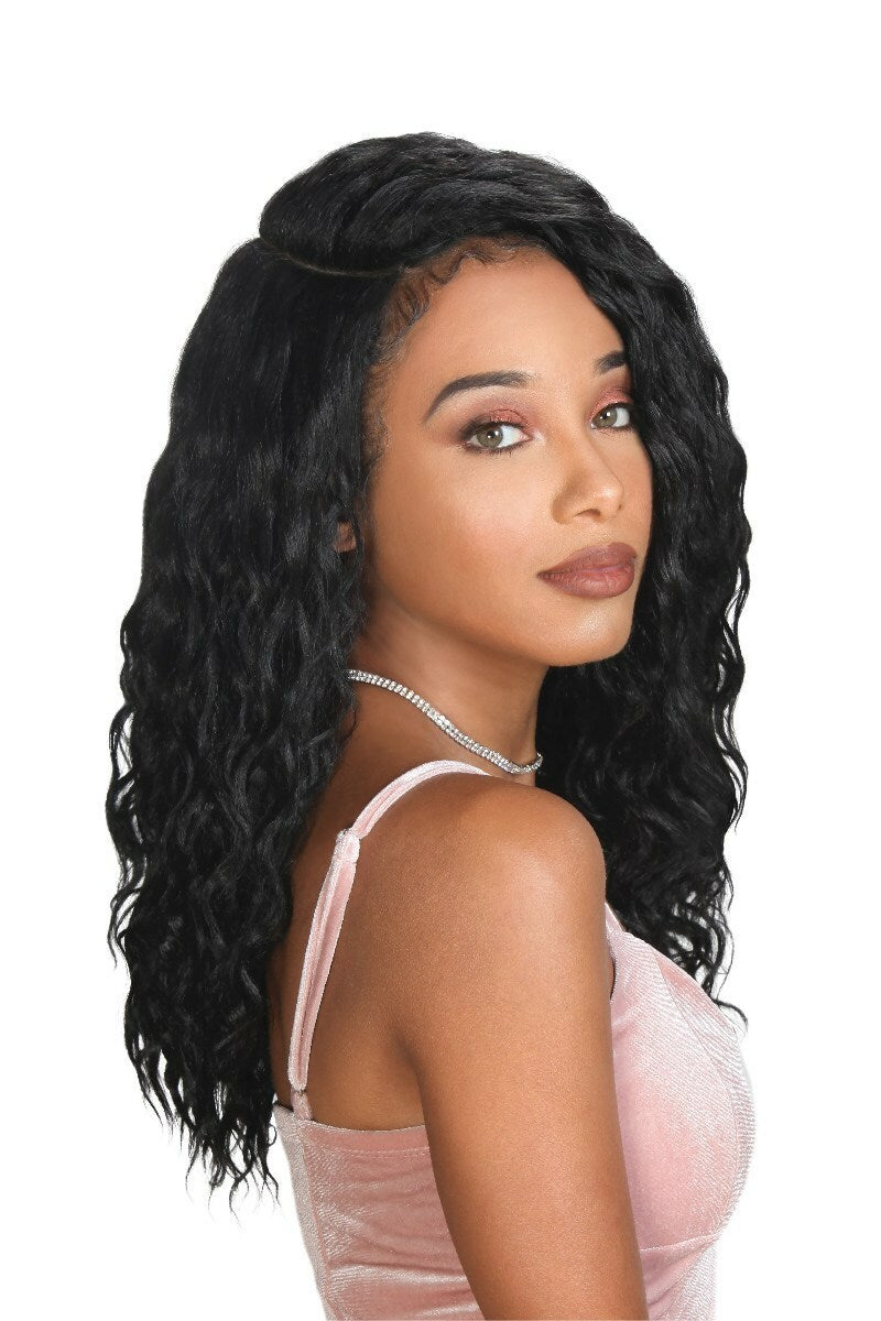 Synthetic Half Moon Wig - Deep Part, Sassy Style, Heat Resistant Fiber