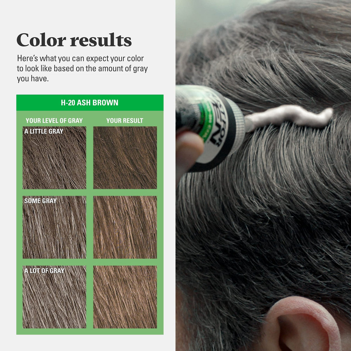 Men's Ash Brown Hair Color Kit - Natural Gray Coverage, Permanent, 3 Pack