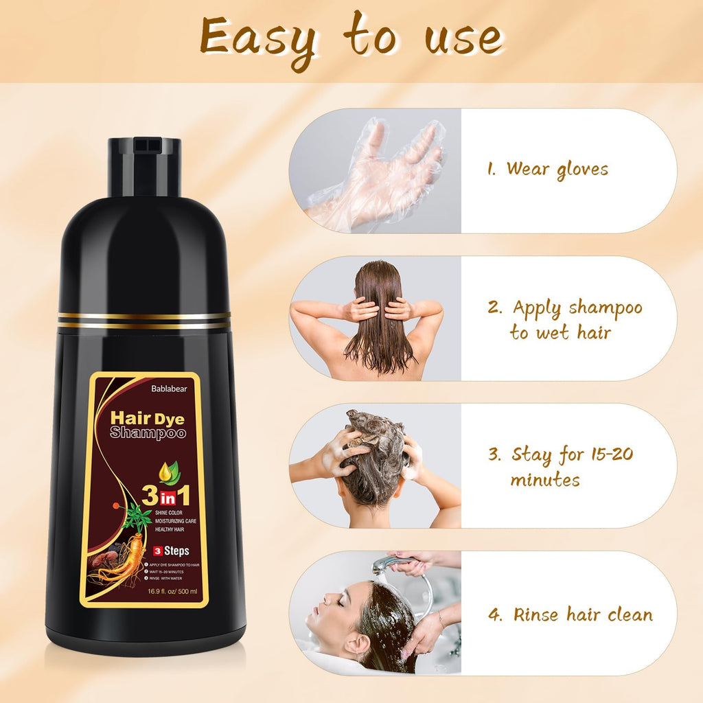 Brown Hair Dye Shampoo for Gray Hair - 16.9 Fl Oz, Rejuvenates & Covers Gray