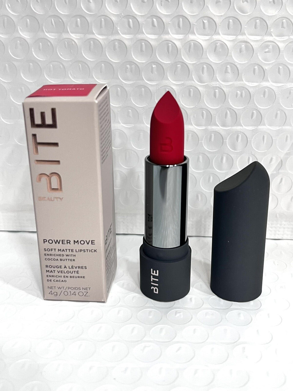 Bite Beauty Power Move Soft Matte Lipstick HOT TOMATO Full Size 0.14 oz