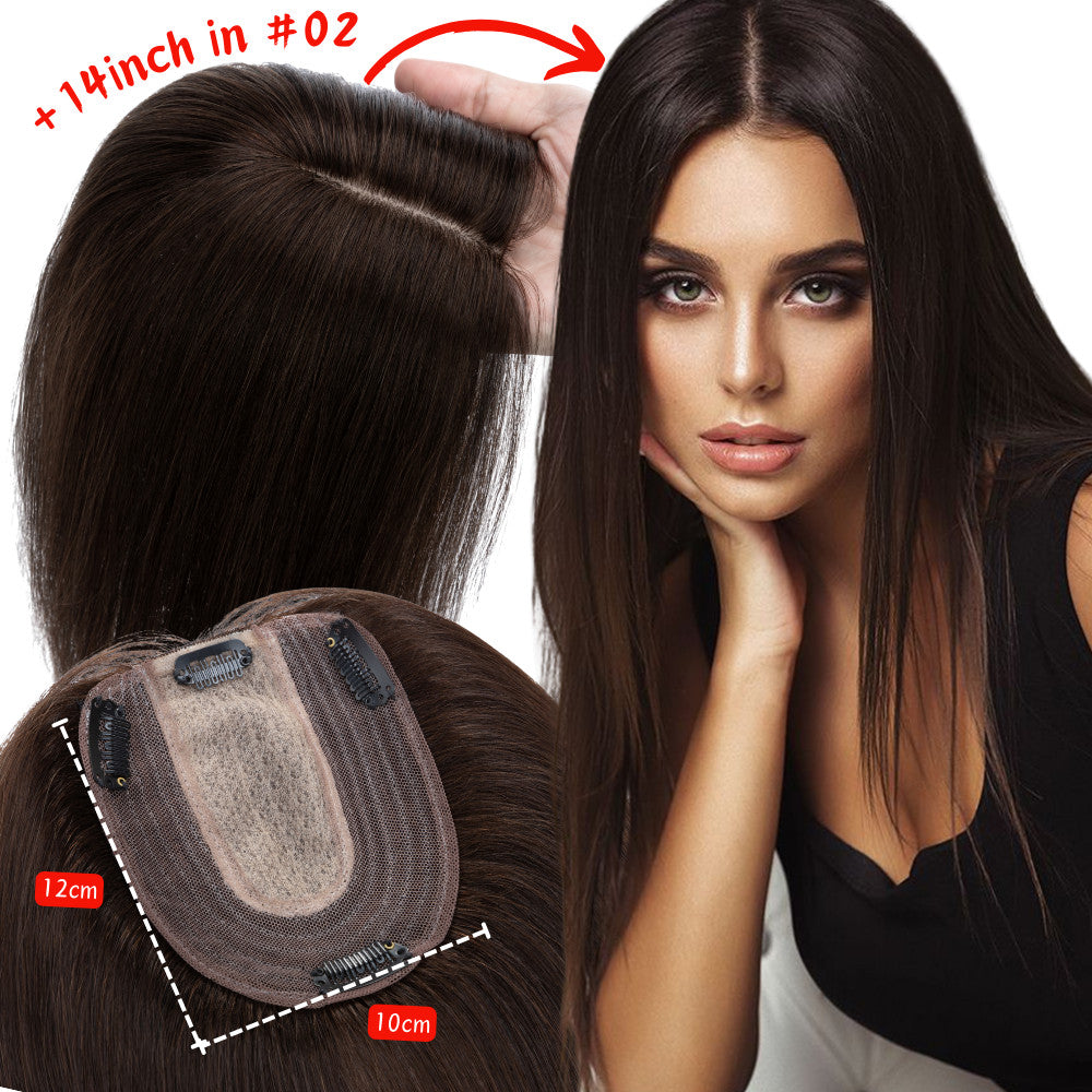 Clip-In Hair Topper with Silk Base - Remy Human Hair, Multiple Sizes & Colors