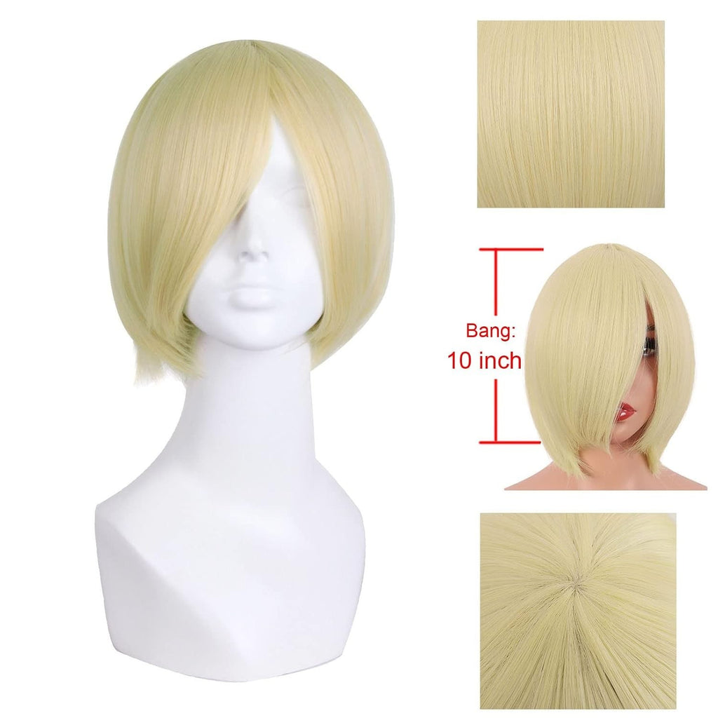 12-Inch Blonde Cosplay Wig with Monofilament Top for Anime & Costume Events