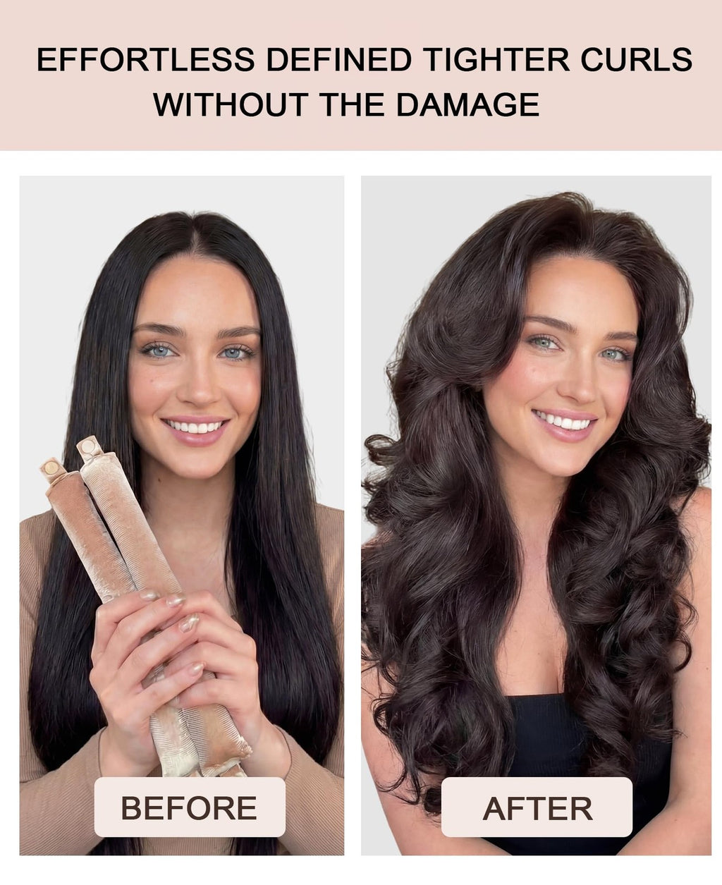 Heatless Curling Rod Set for Overnight Hair Styling - Velvet Bouncy Curls
