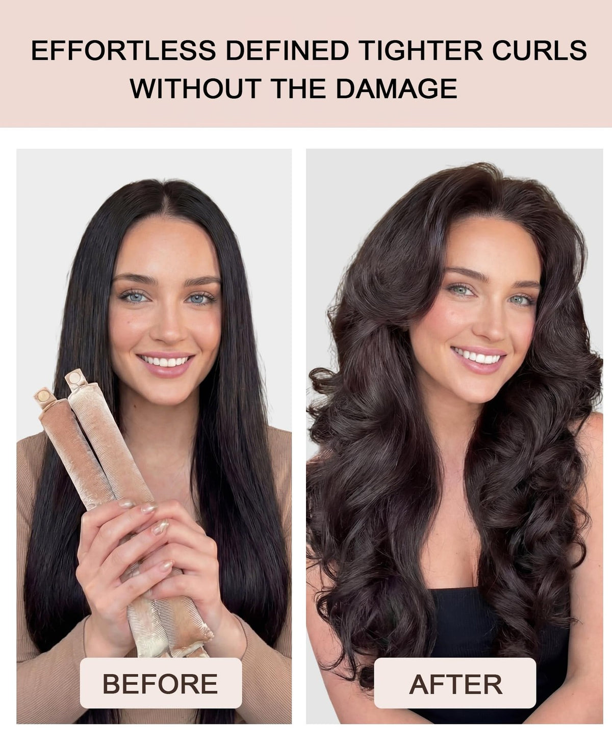 Heatless Curling Rod Set for Overnight Hair Styling - Velvet Bouncy Curls
