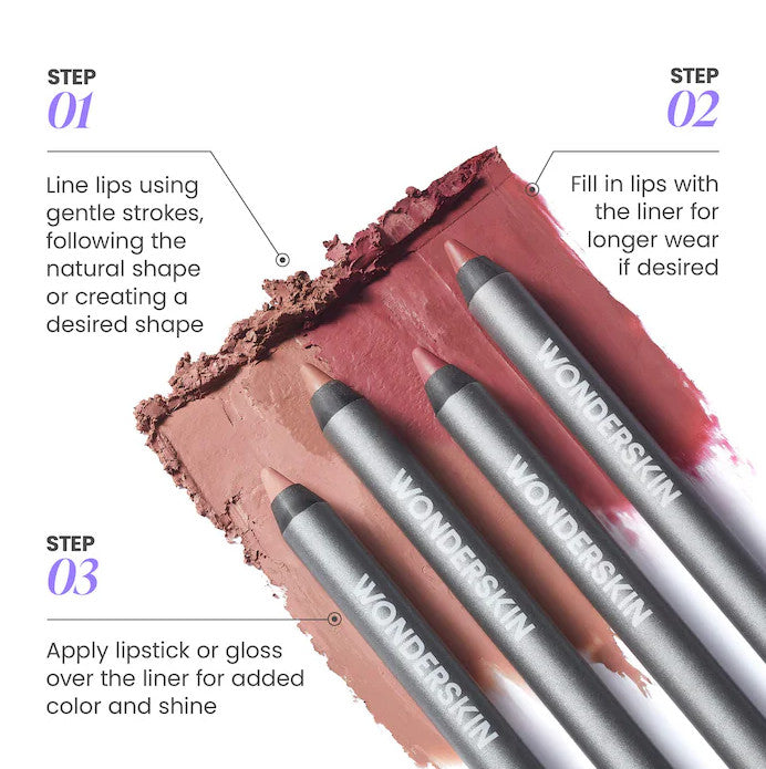 Long-Wearing Lip Liner Pencil - Waterproof, Smudge-Proof, 6 Shades