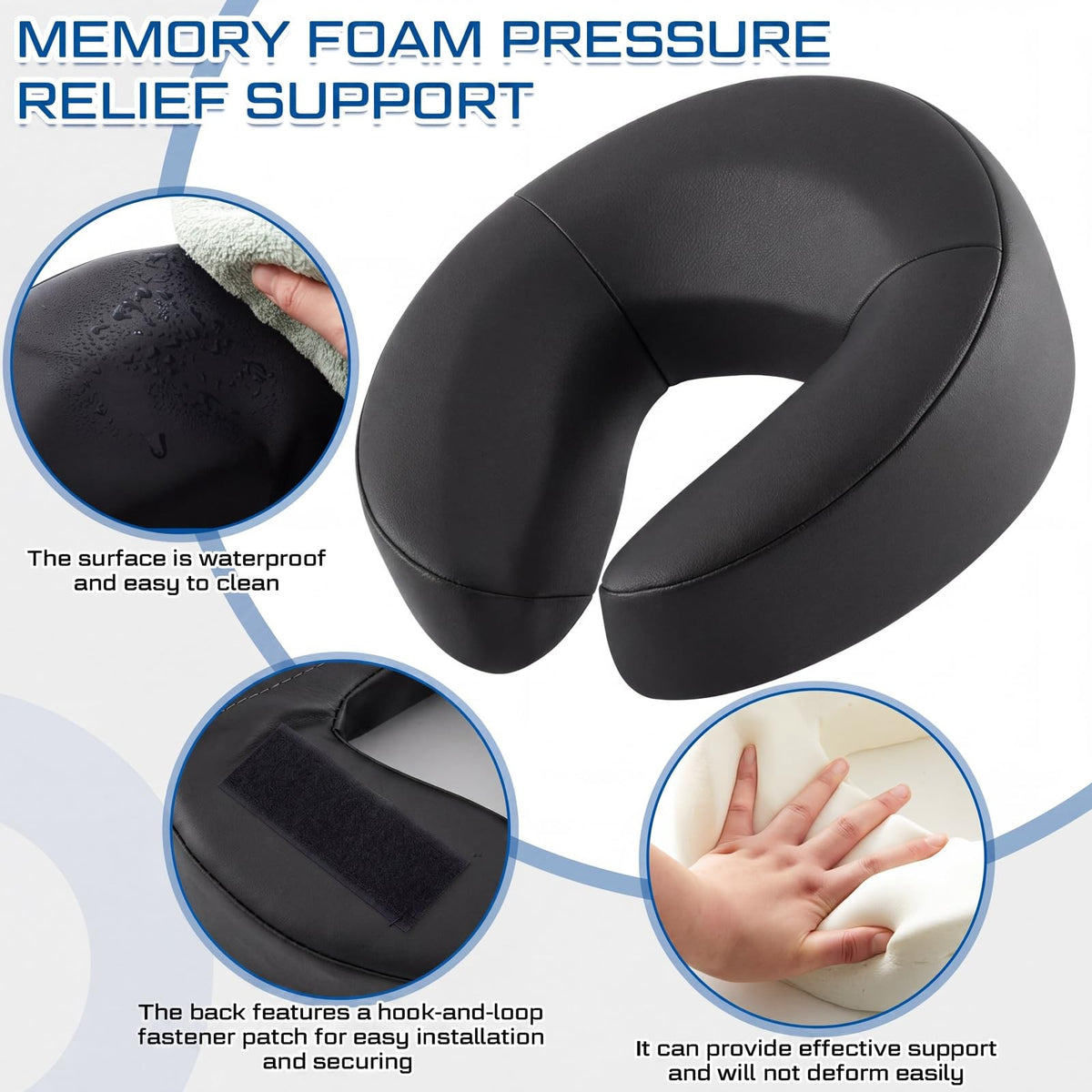 Adjustable Massage Headrest for Bed with Leather Cushion & Support Frame