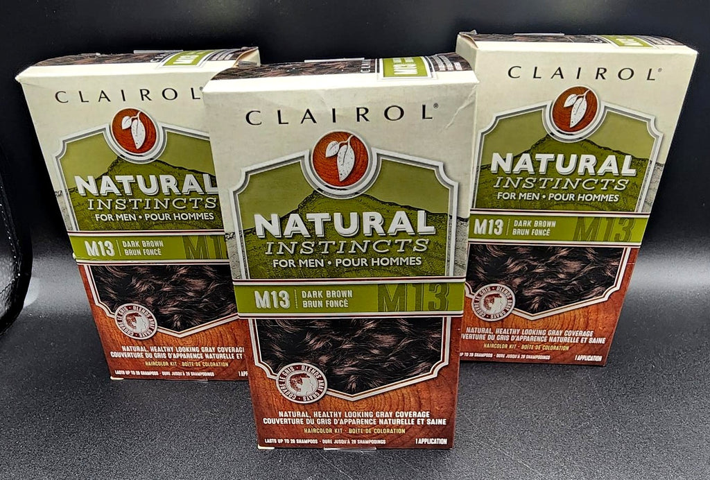 Men's Hair Color Dye Kit Dark Brown M13, Natural Instincts, 3 Pack