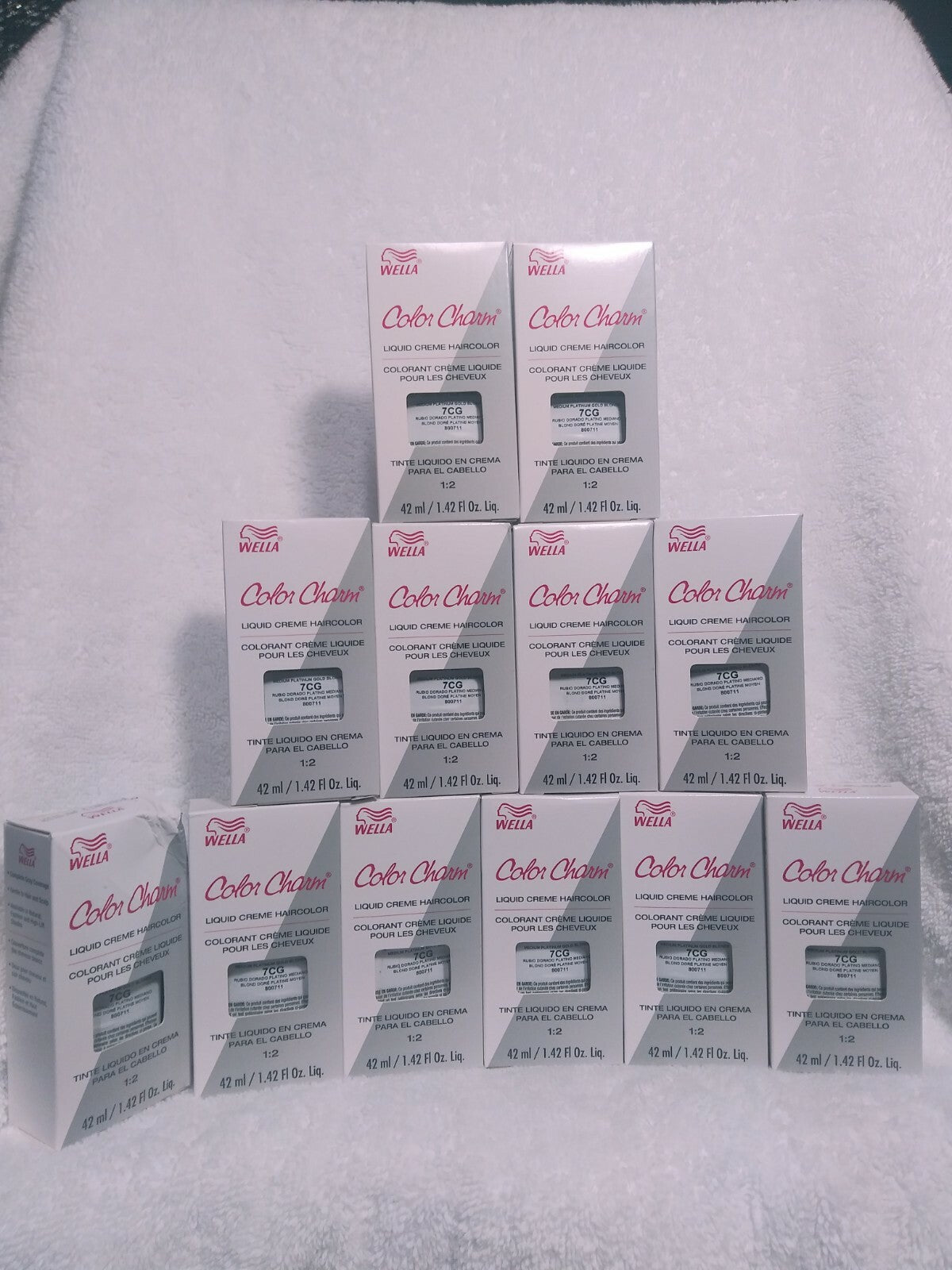 Wella Color Charm Liquid Cream Hair Color 7CG Medium Platinum Gold Blonde Set of 12