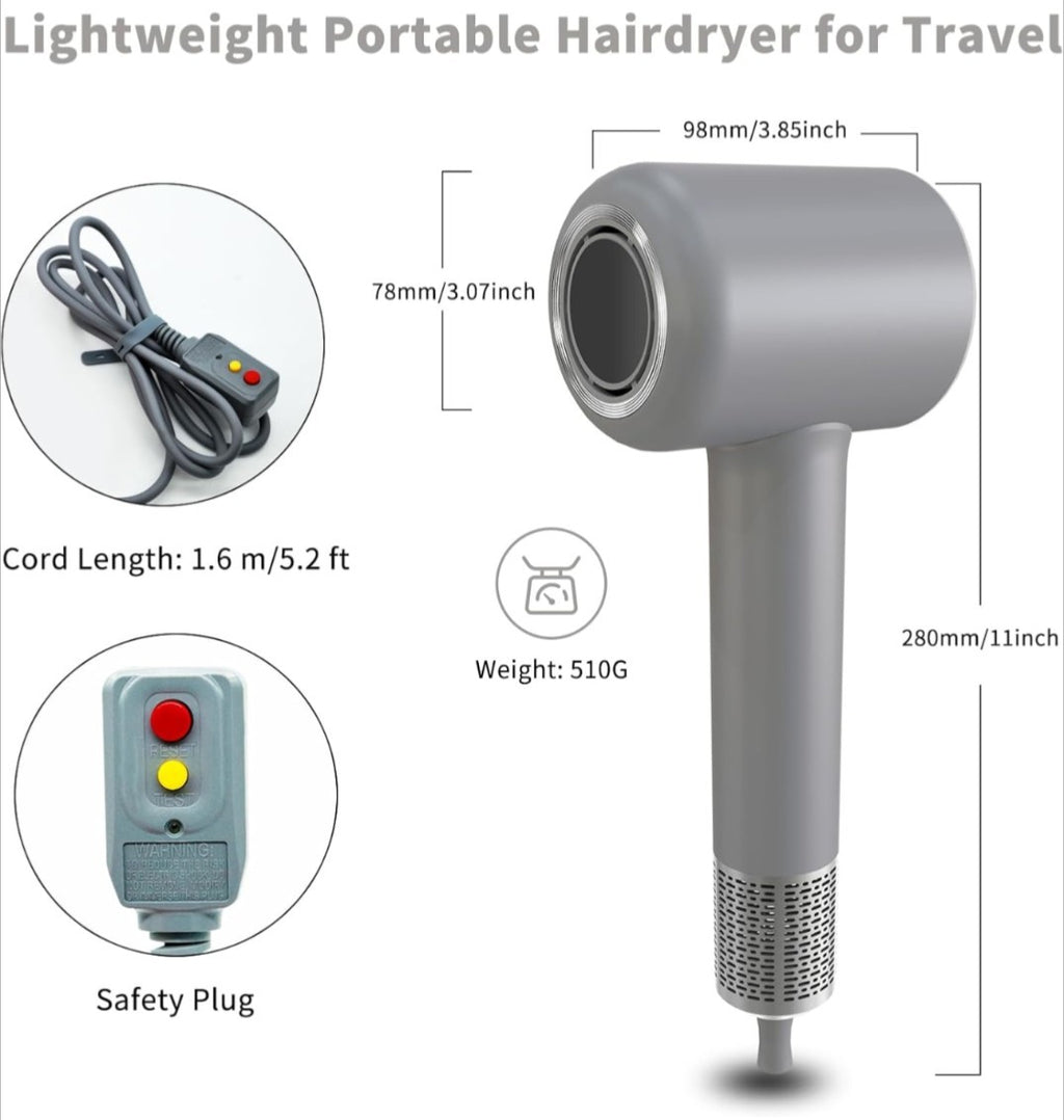 High Speed Ionic Hair Dryer 1600W with Brushless Motor & Cold Shot