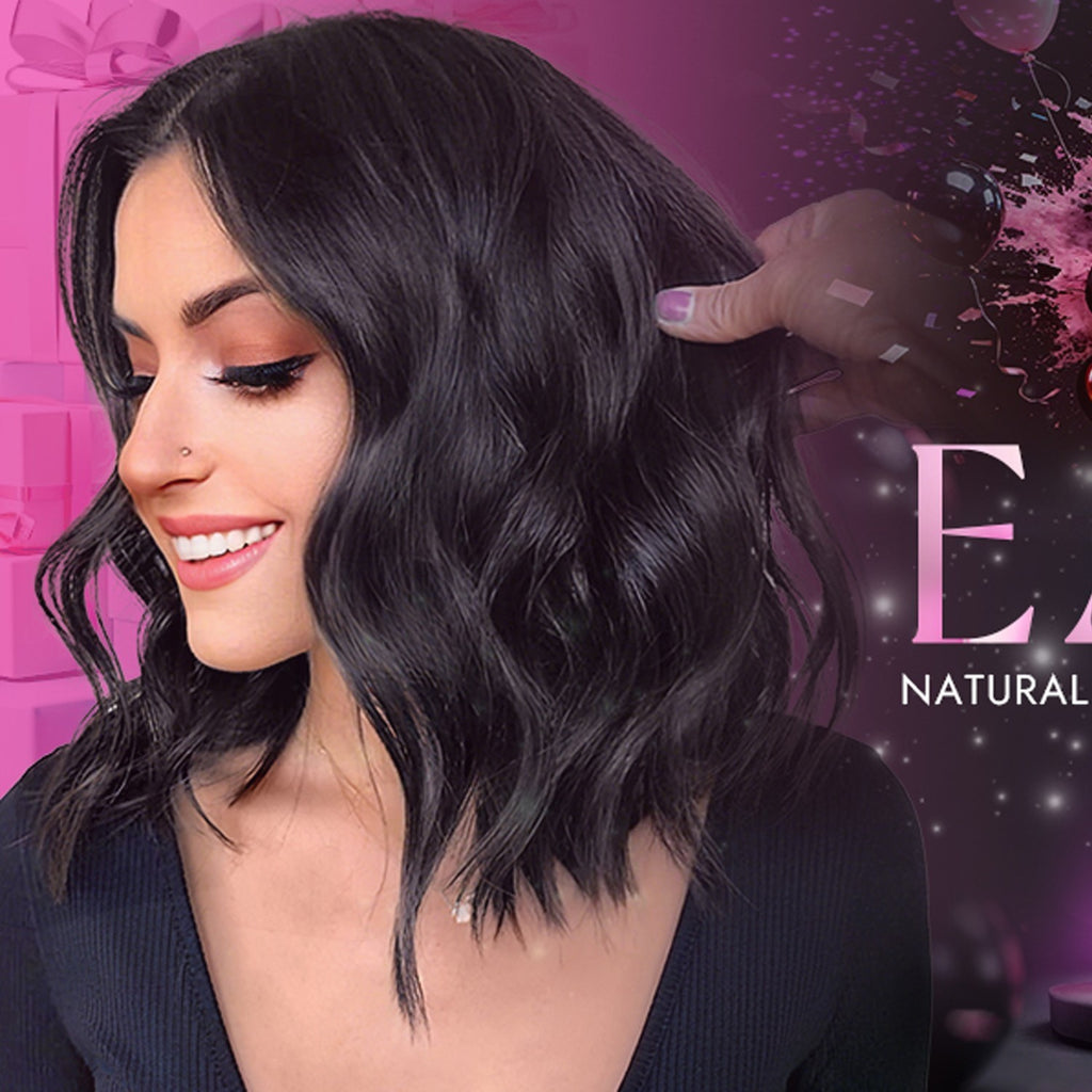 8-Inch Human Hair Loose Wave Wig - Glueless Short Black 100% Virgin Hair