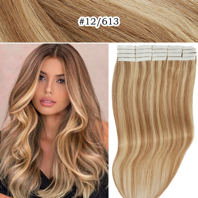 100G Tape-In Remy Hair Extensions Full Head - Russian Human Hair Thick Skin Weft