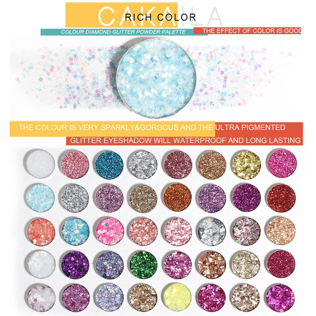 40 Color Glitter Eyeshadow Palette - Highly Pigmented Metallic Shimmer Makeup