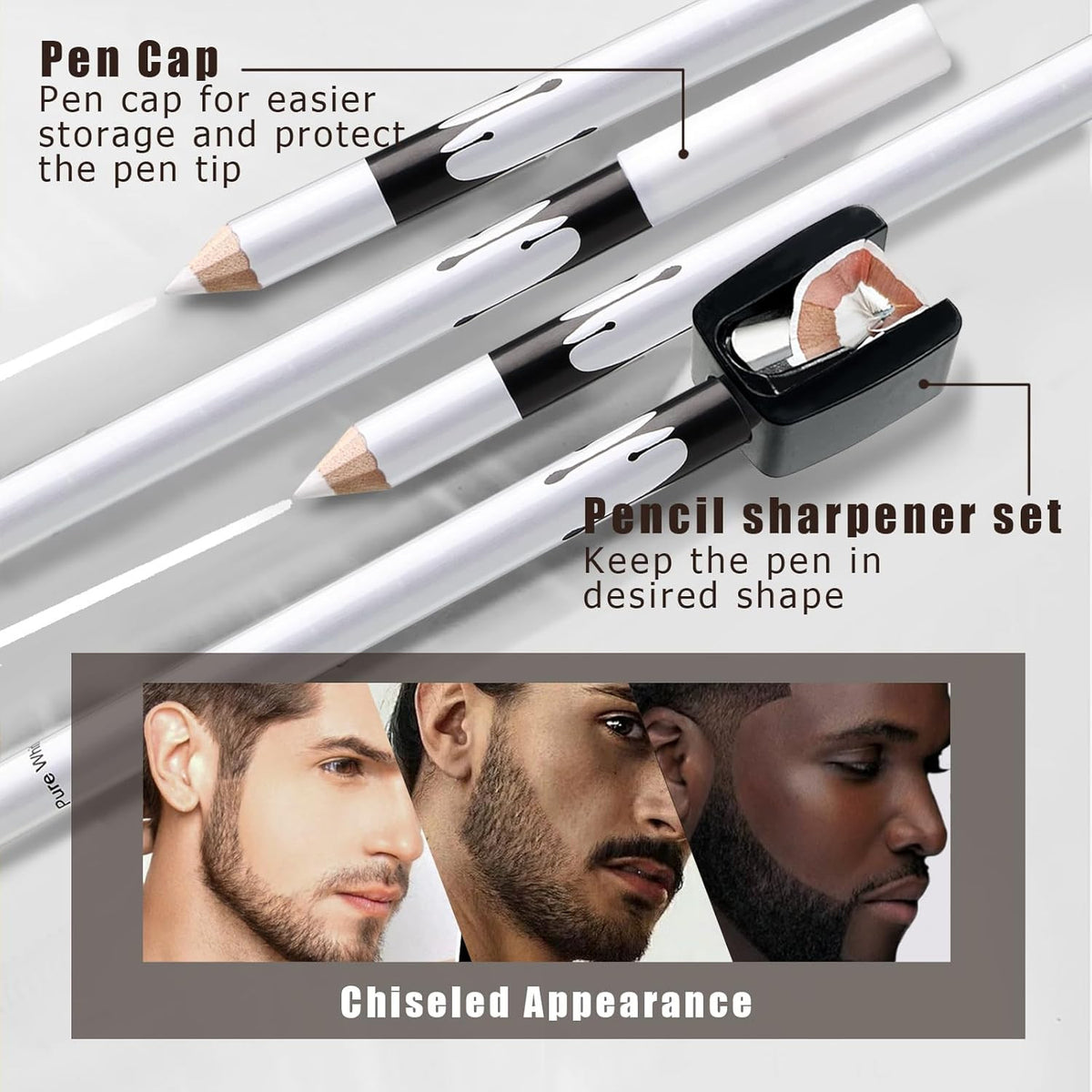White Barber Pencil for Hairline & Beard Shaping - Precise Lineup Tool