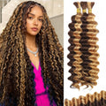 Human Braiding Hair 3 Bundles 22 Inch Curly Deep Wave Ombre 4/27