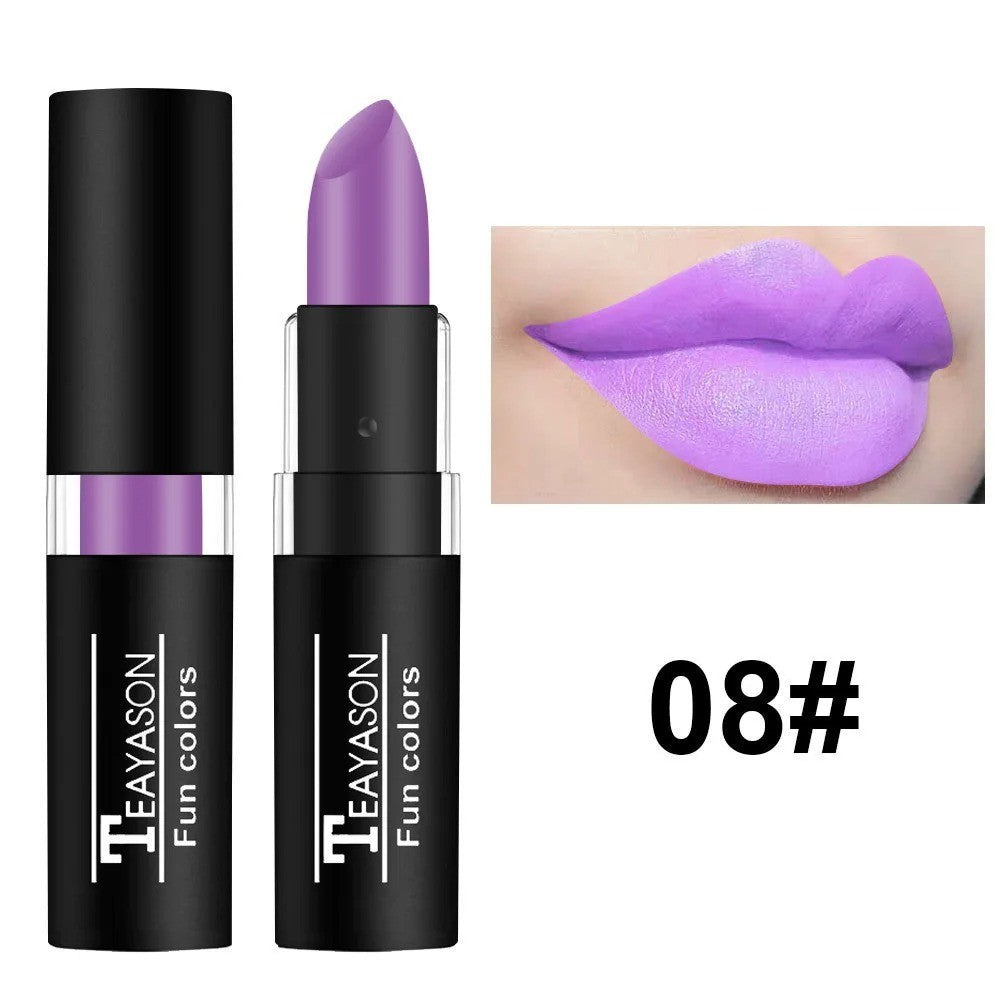 12-Color Matte Waterproof Long Lasting Lipstick Set - Black Blue Purple Green