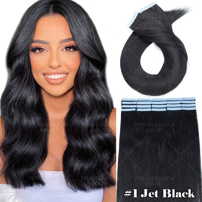 Remy Human Hair Extensions Tape-In Full Head Highlight 100% Thick & Natural