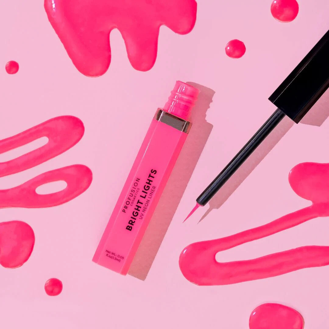 Bright Lights Flash Pink Neon Graphic Eyeliner - UV Reactive Makeup