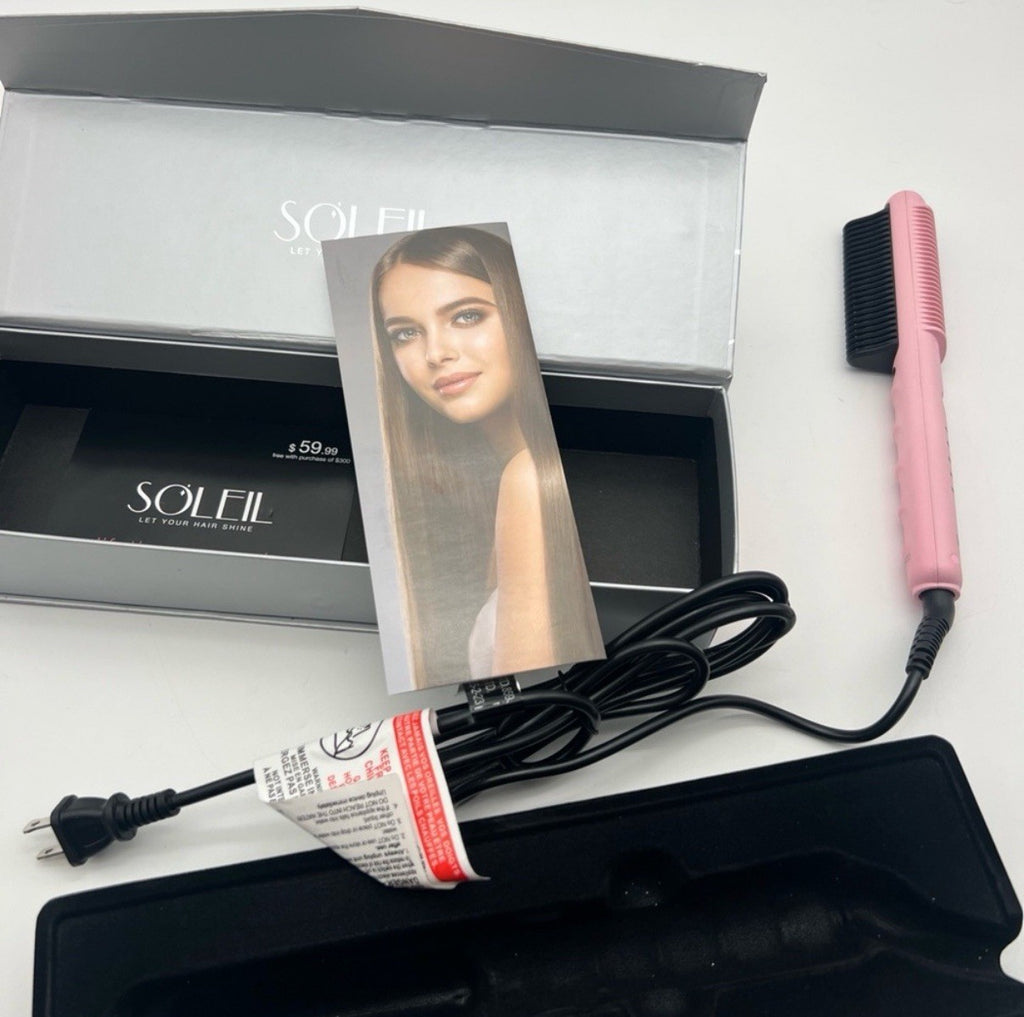 Baby Pink Heat Styling Comb Brush Dual Voltage Hair Styling Tool