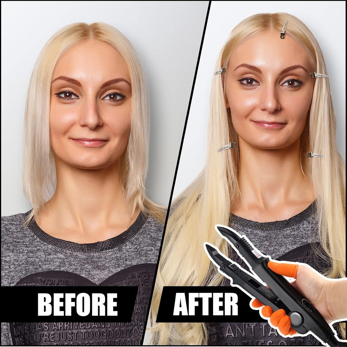Keratin Hair Extension Kit with Heat Iron & Beads - DIY Hair Styling Set