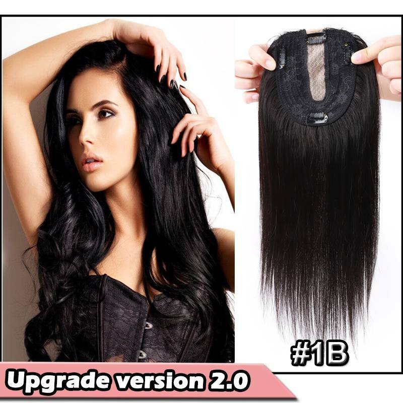 Clip-In Hair Topper with Silk Base - Remy Human Hair, Multiple Sizes & Colors