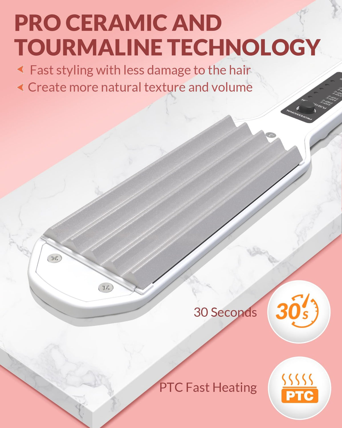 Hair Crimper for Women - Volumizing Fluffy Hairstyle & 5 Temp Settings