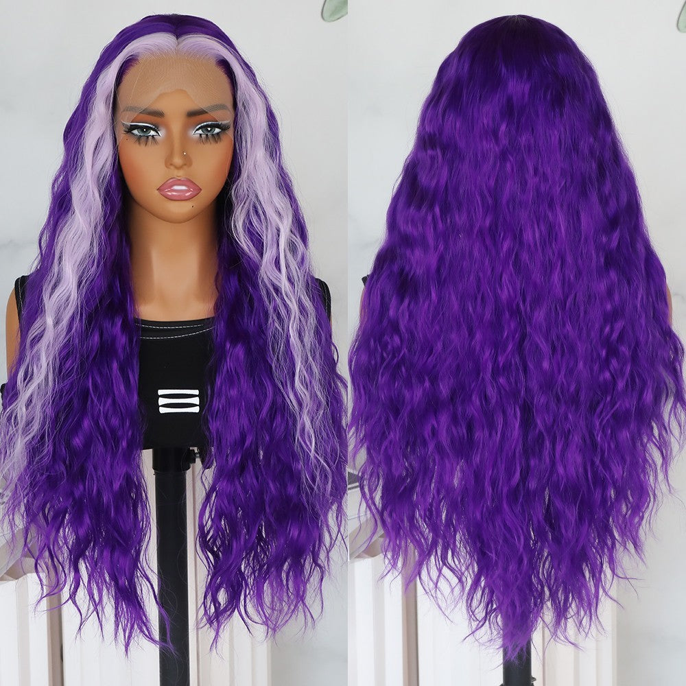 Pre Plucked Purple Curly Lace Front Wig with Heat Resistant Synthetic Hair