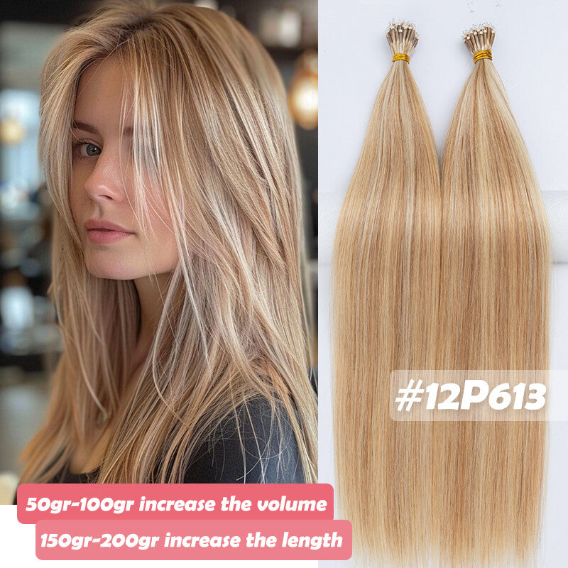 150PCS Thick Remy Human Hair Extensions Nano Ring Micro Loop Beads Link