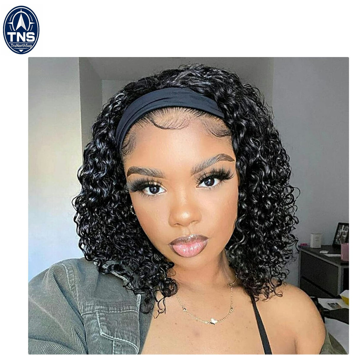 12 Inch Human Hair Deep Wave Curly Headband Wig No Lace Glueless Brazilian Virgin
