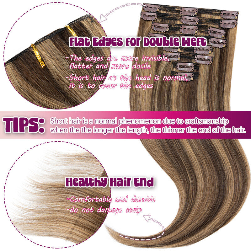 Thick Double Weft Clip-In Hair Extensions 100% Human Remy Full Head 170g