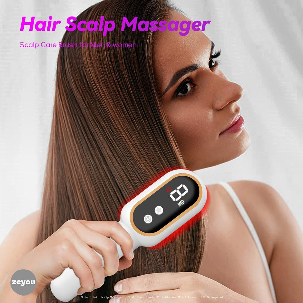 3-in-1 Scalp Massager Brush for Hair Care - Portable Waterproof Stimulator