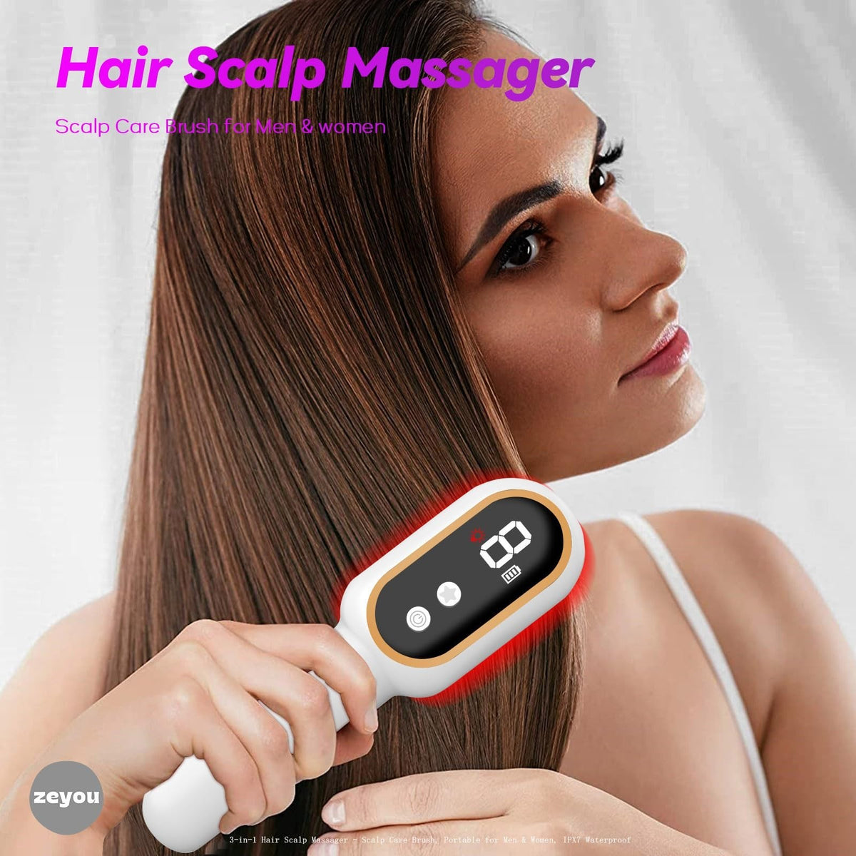3-in-1 Scalp Massager Brush for Hair Care - Portable Waterproof Stimulator