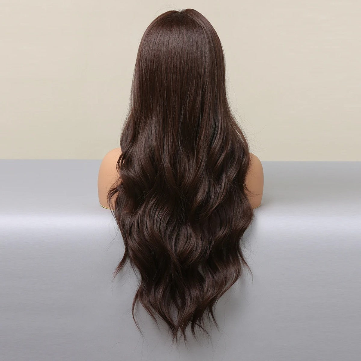 Dark Brown Long Wavy Heat-Resistant Synthetic Cosplay Wig with Bangs