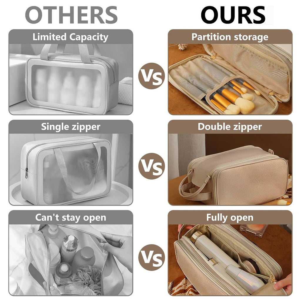 Large Capacity Travel Cosmetic Organizer with Waterproof PU Leather