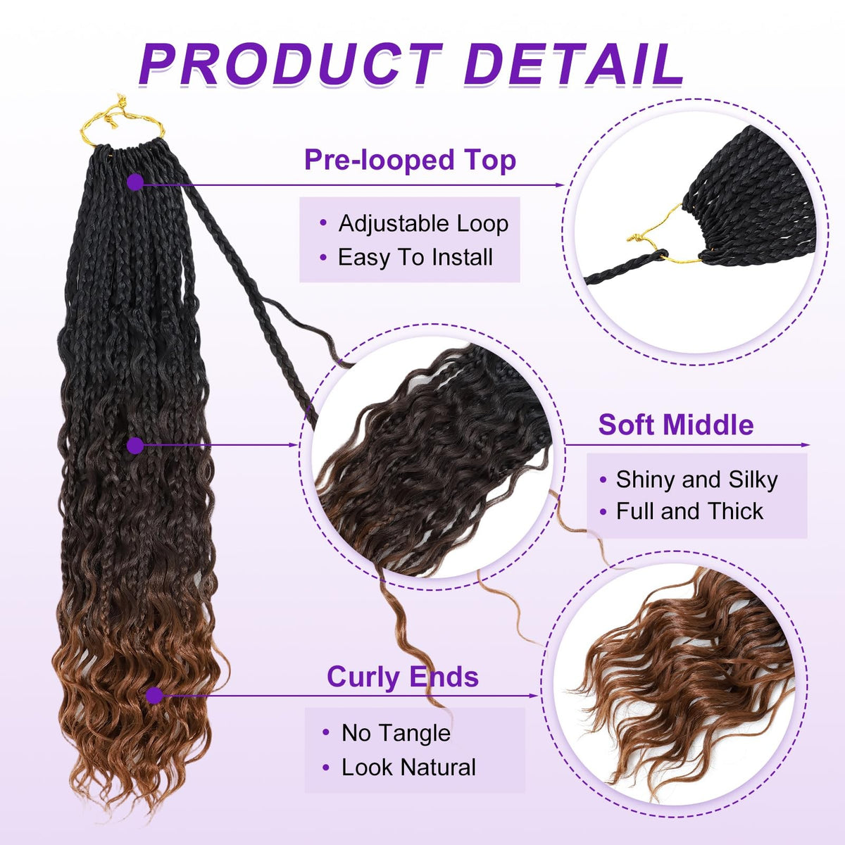 Goddess Box Braids Crochet Hair 18 Inch Boho Style for Black Women