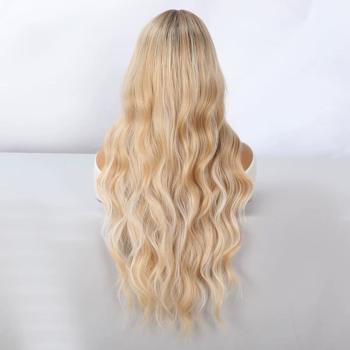Balayage Blonde Lace Front Wavy Long Synthetic Wig - 22 Inch Adjustable