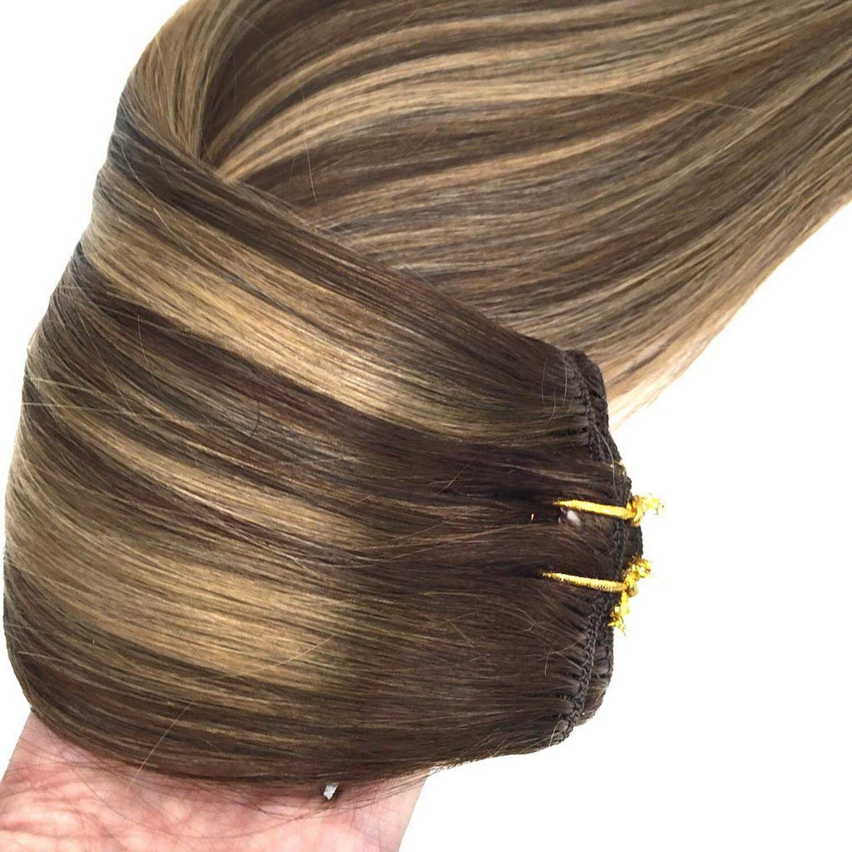Clip-in Hair Extensions for Women, Real Human Hair, 16 Inch Long, 7pcs