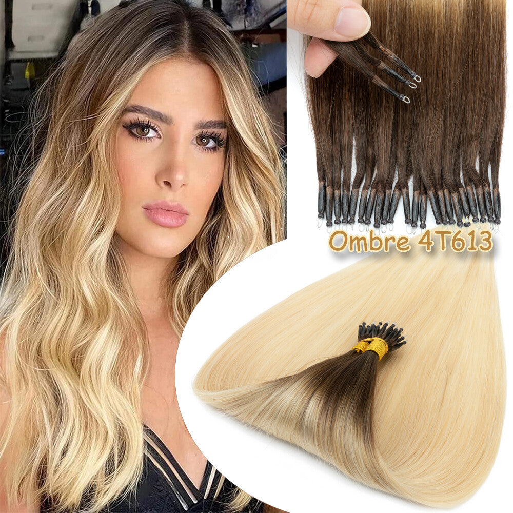 150PCS Thick Remy Human Hair Extensions Nano Beads Double Drawn 14-24 Inch