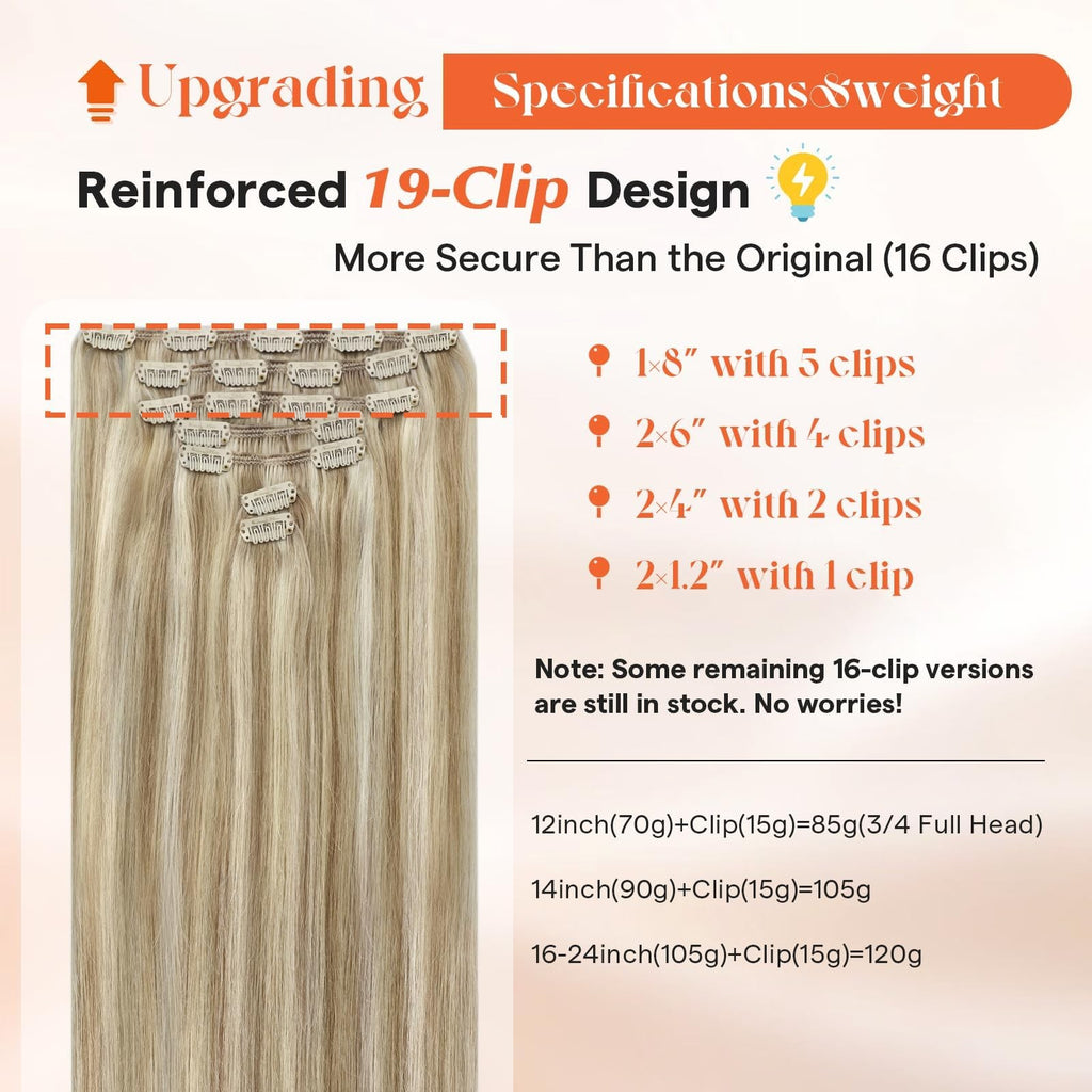 Human Hair Clip-In Extensions Blonde Remy Hair for Easy Volume & Highlights
