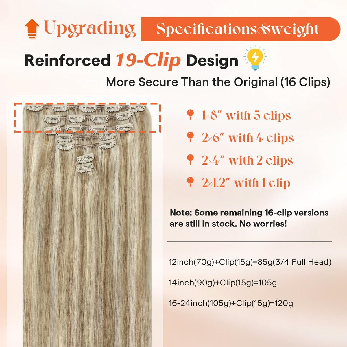 Human Hair Clip-In Extensions Blonde Remy Hair for Easy Volume & Highlights