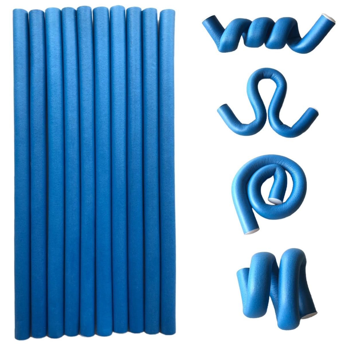 10 Pcs Flexible Hair Curling Rods - Soft Foam Curlers for Women and Girls, Blue