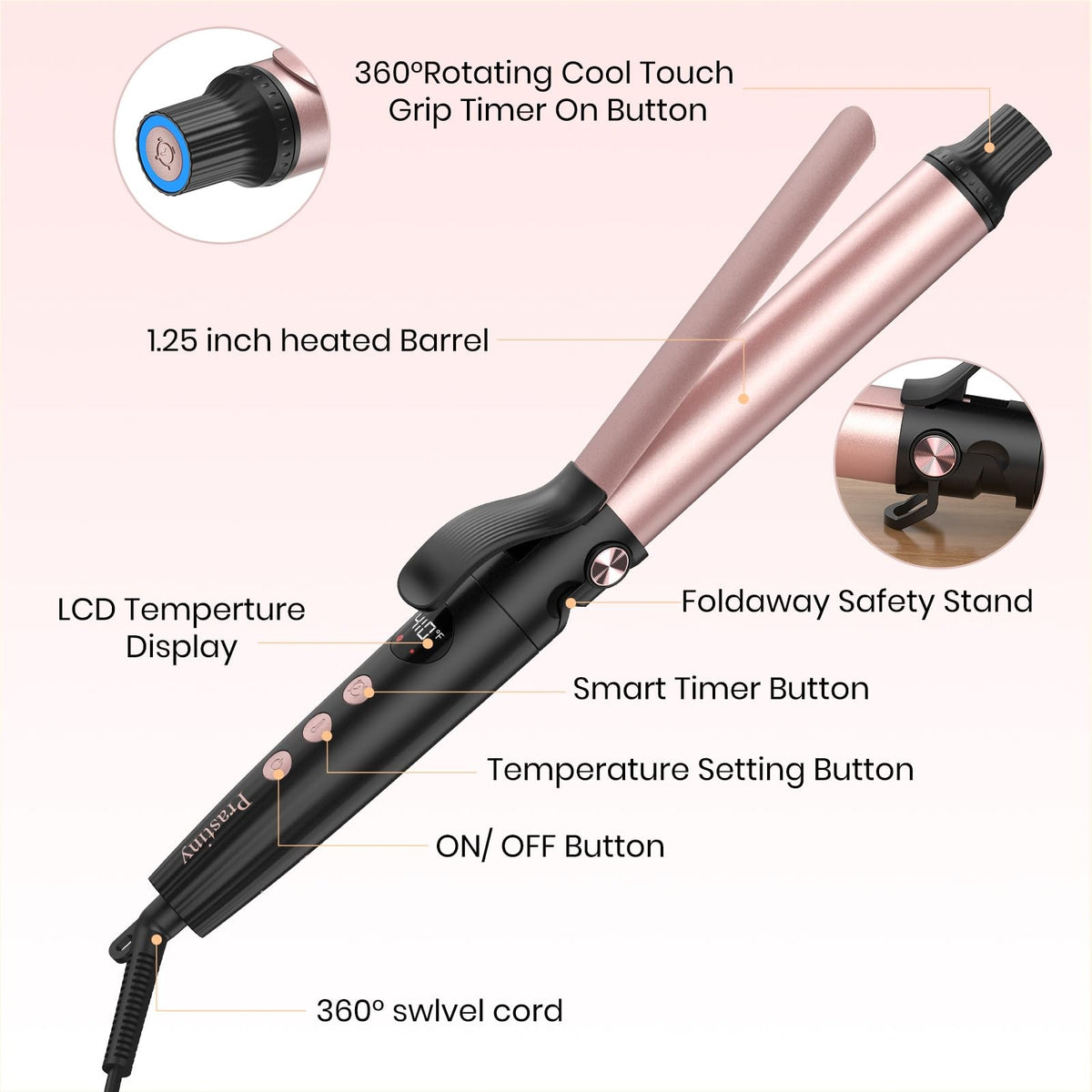 1.25 Inch Dual Voltage Travel Curling Iron for All Hair Types