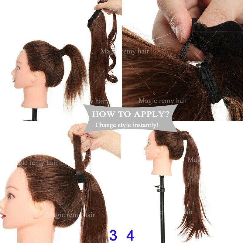 100% Human Hair Ponytail Extensions Clip-In Wrap Around Hairpiece
