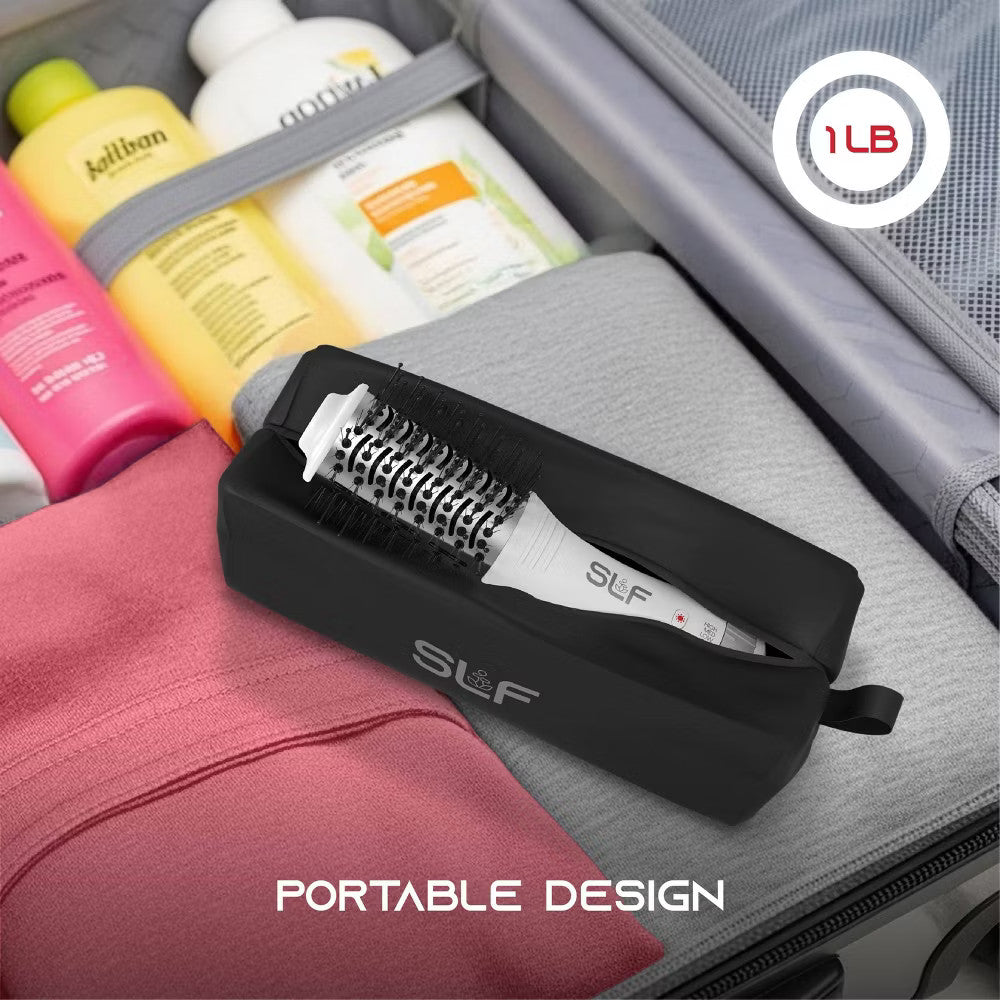 Red Light Therapy Travel Hair Dryer Brush with Ionic Technology
